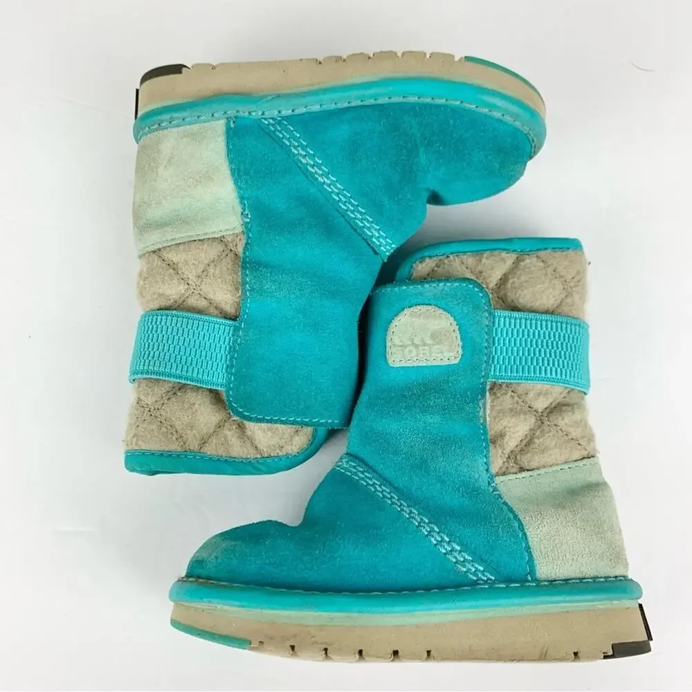 Sorel Newbie Girls Toddler Blue Suede Boots 8